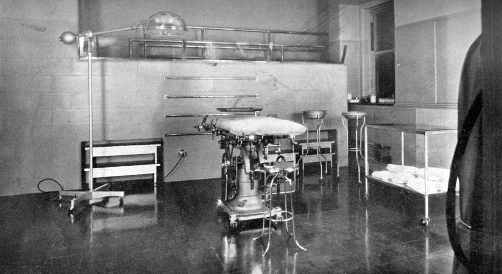 Operating room in the newly constructed hospital, approximately 1934.