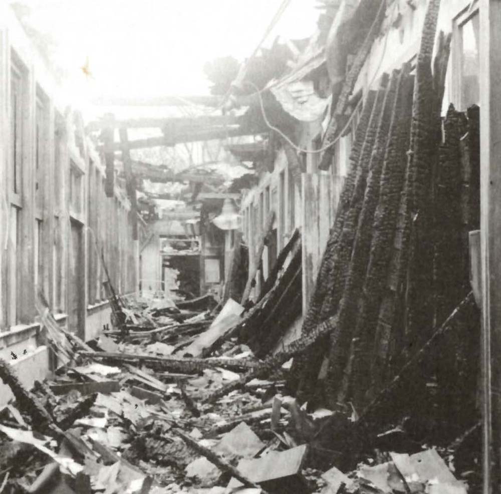 Damage done to the men’s orthopedic section by the fire.